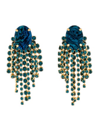 Elizabeth Cole Crystal & Blue Stone Stud Drop Earrings