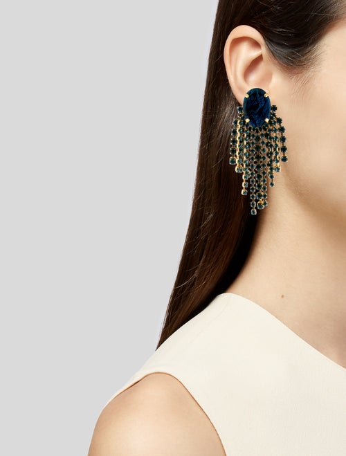 Elizabeth Cole Crystal & Blue Stone Stud Drop Earrings