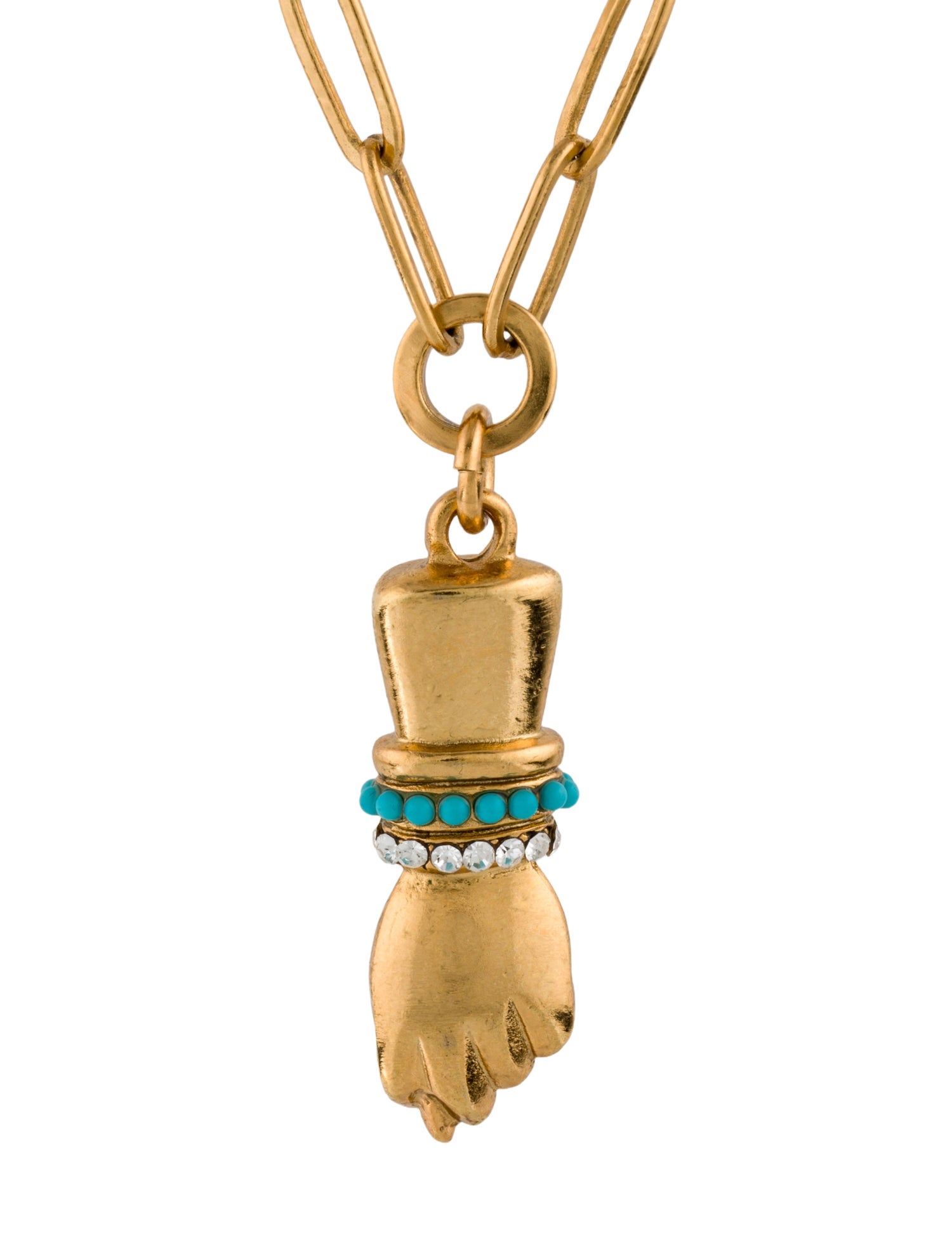 Elizabeth Cole Crystal & Resin Hand Pendant Necklace