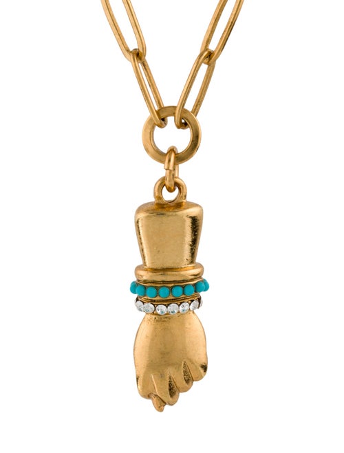Elizabeth Cole Crystal & Resin Hand Pendant Necklace