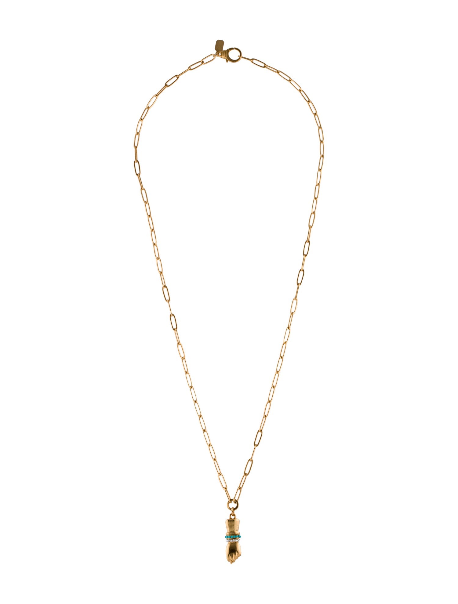 Elizabeth Cole Crystal & Resin Hand Pendant Necklace