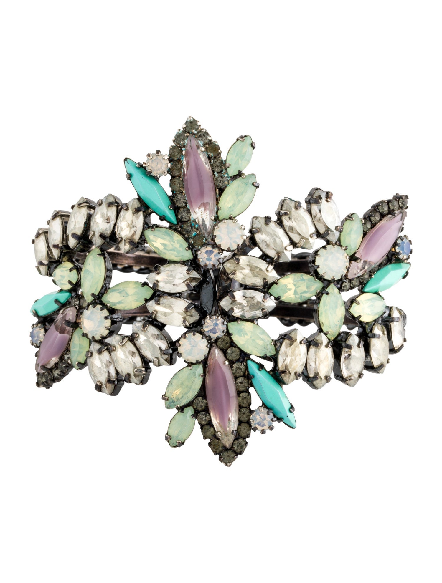 Elizabeth Cole Crystal & Stone Hinged Cuff Bracelet