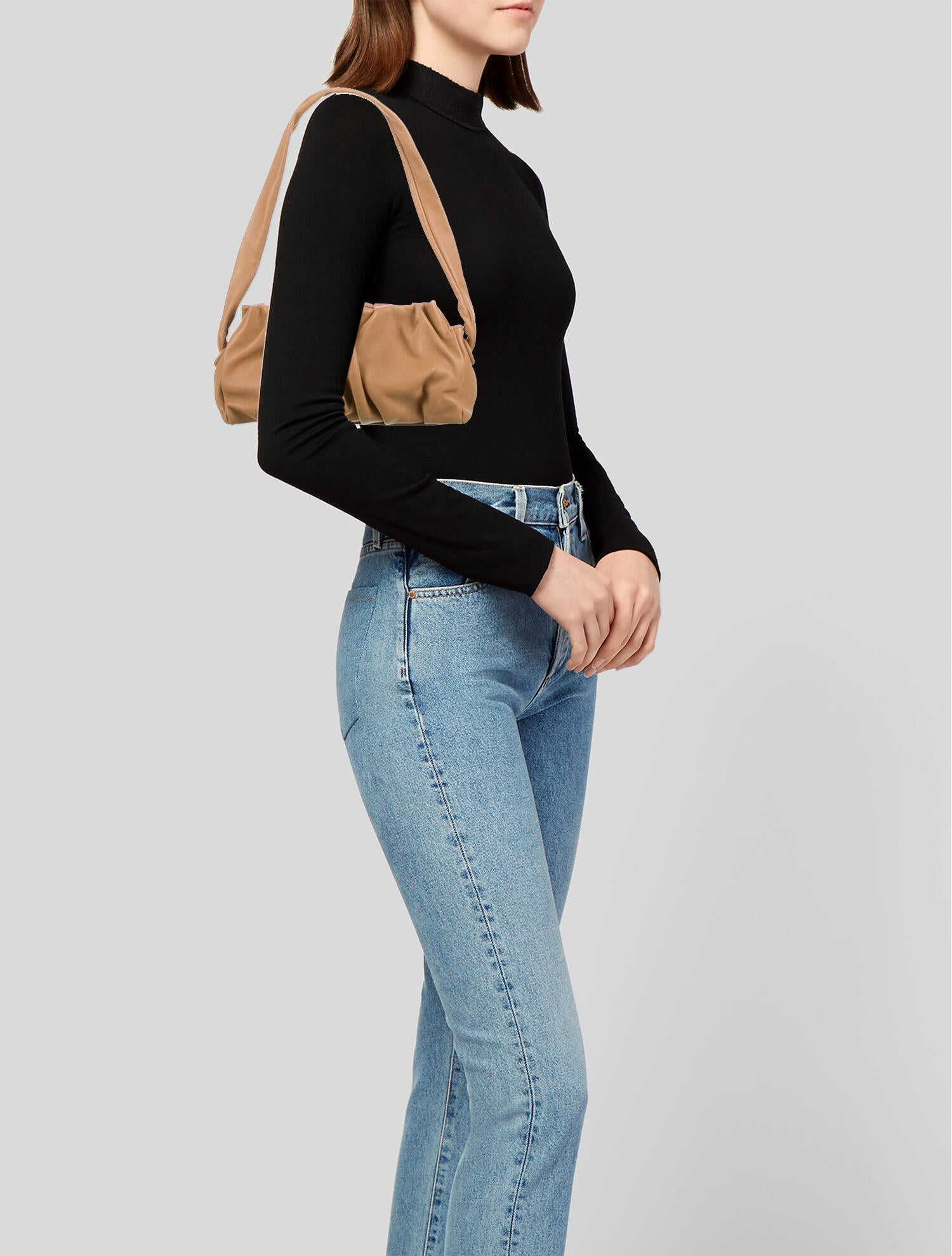 Elleme Vague East/West Pleated Shoulder Bag - Brown Shoulder Bags 