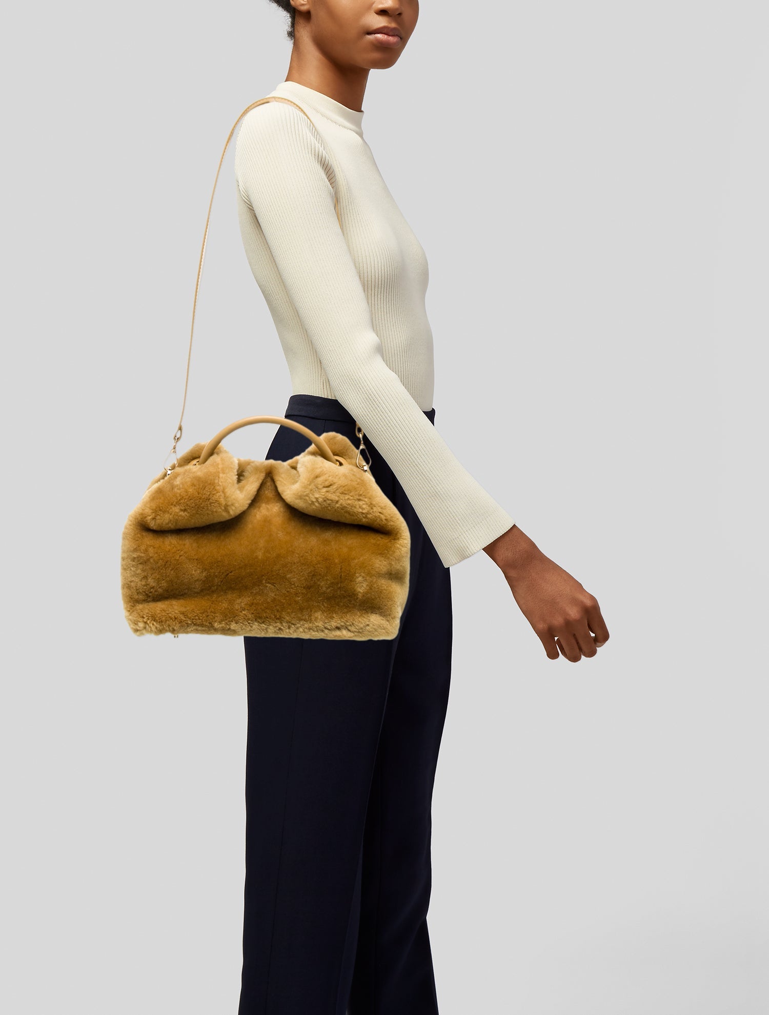 Elleme Fur Top Handle Bag