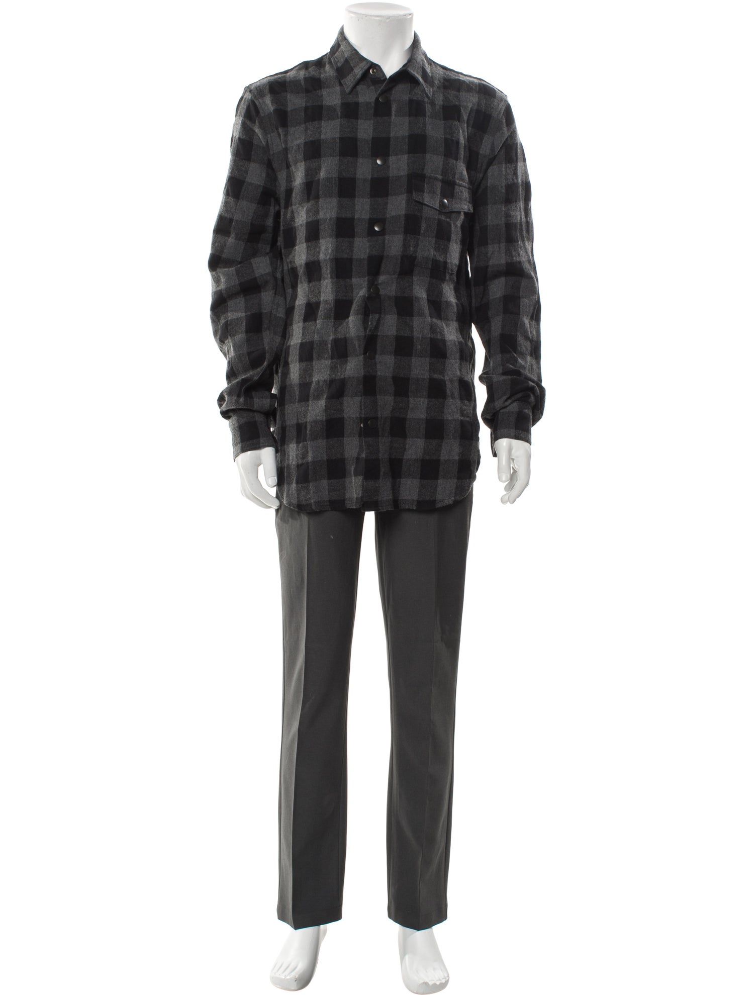 John Elliott + Co Plaid Print Long Sleeve Shirt