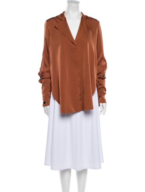 Ellery Silk V-Neck Blouse Orange