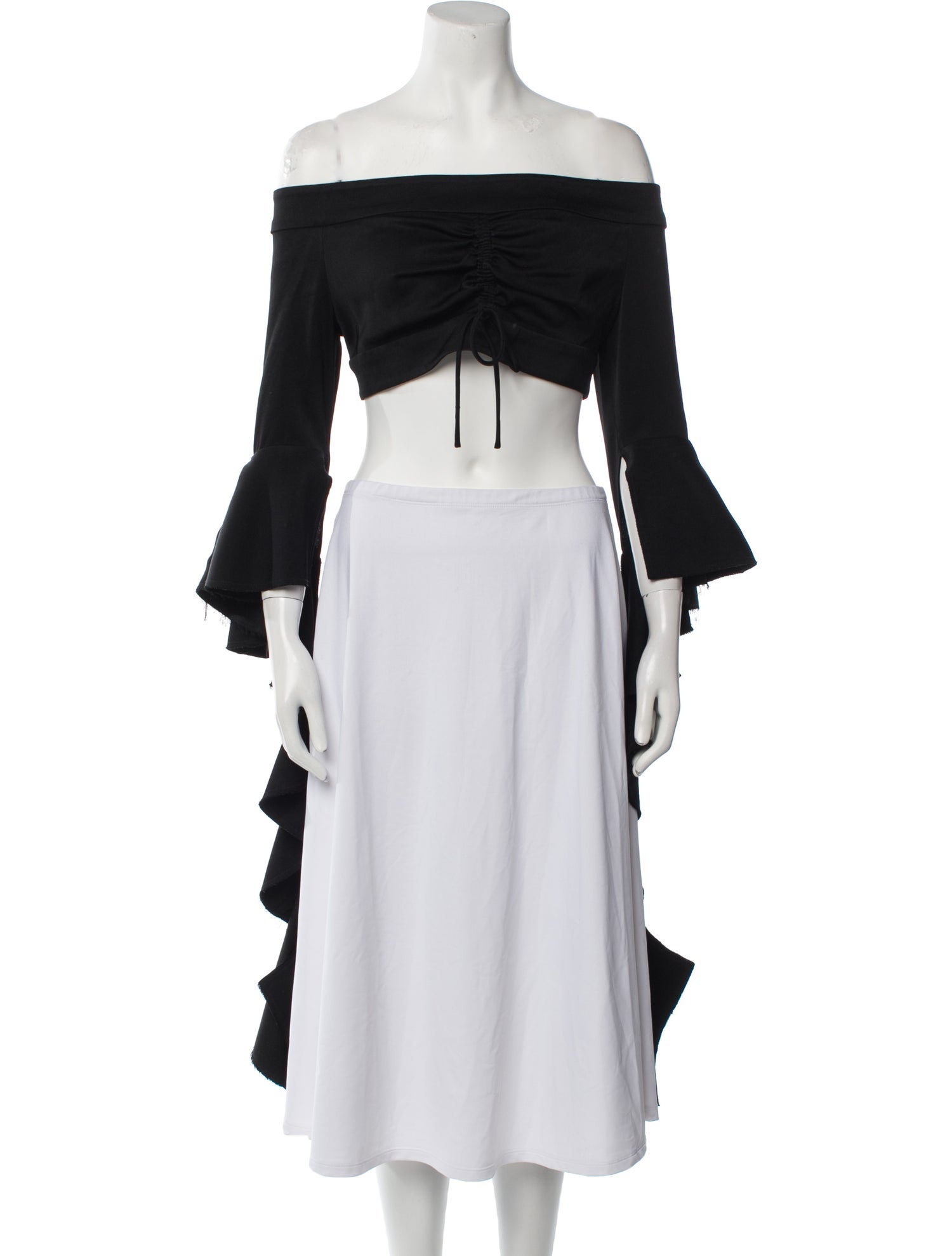 Ellery Off-The-Shoulder Three-Quarter Sleeve Crop Top