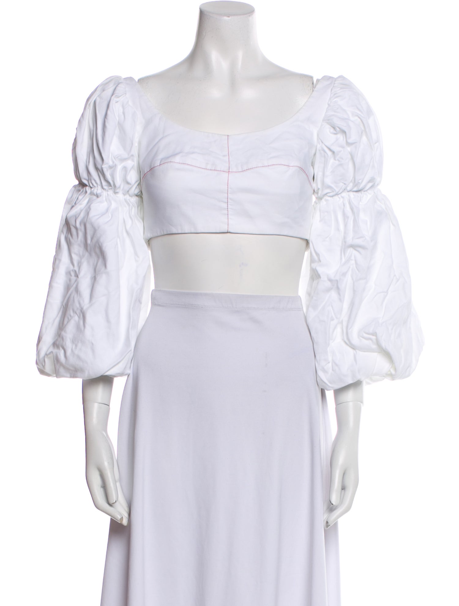 Ellery Square Neckline Three-Quarter Sleeve Crop Top