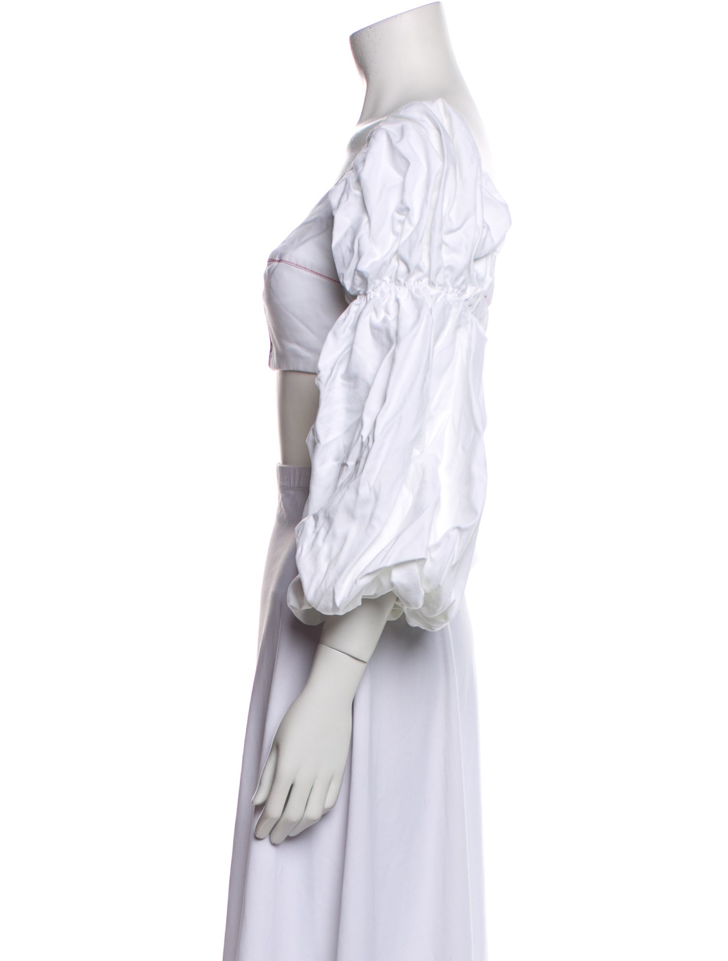 Ellery Square Neckline Three-Quarter Sleeve Crop Top