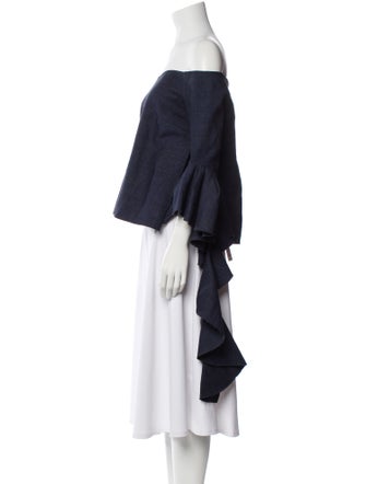 Ellery Linen Off-The-Shoulder Crop Top