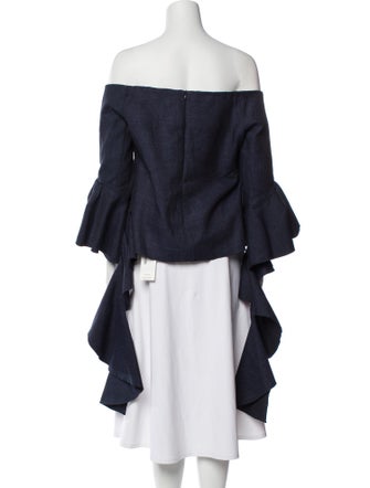 Ellery Linen Off-The-Shoulder Crop Top