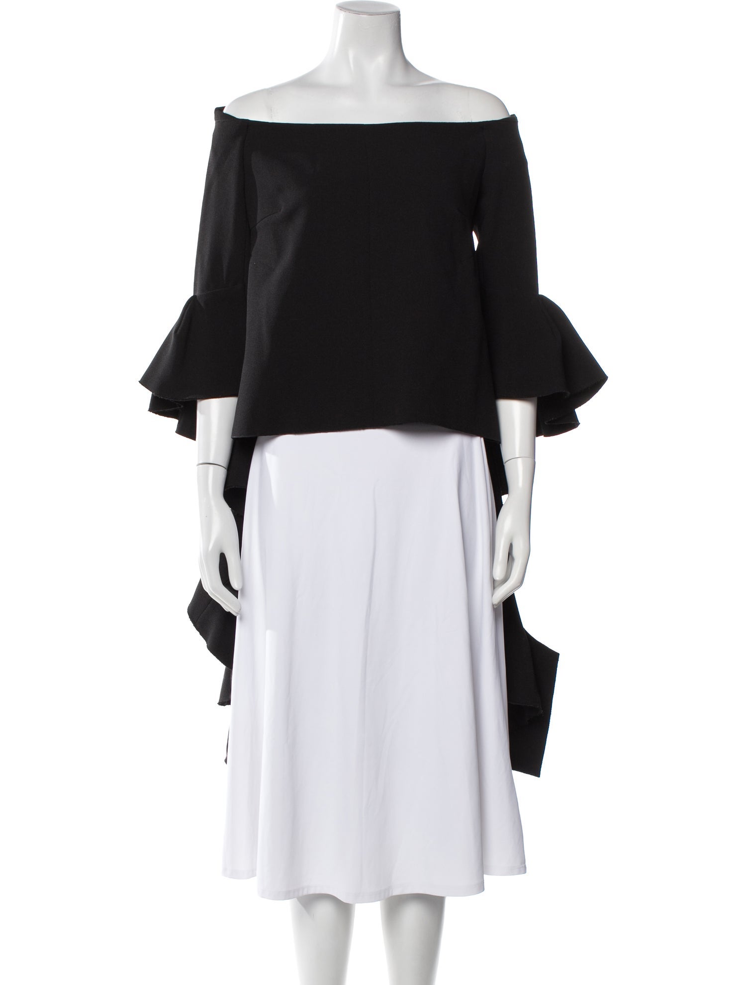 Ellery Off-The-Shoulder Three-Quarter Sleeve Crop Top