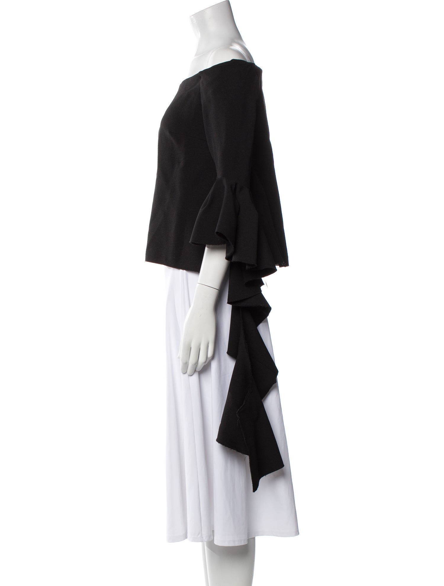 Ellery Off-The-Shoulder Three-Quarter Sleeve Crop Top