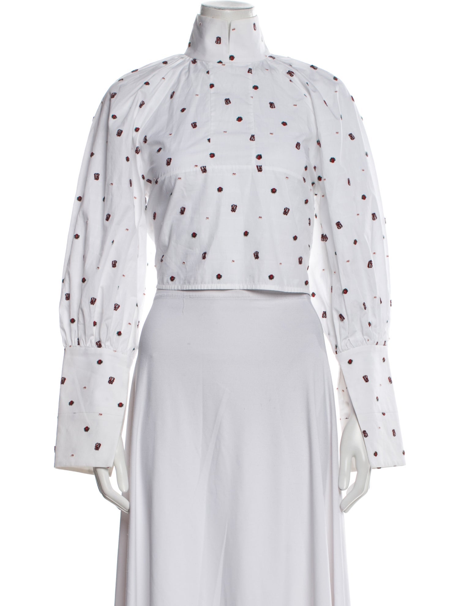 Ellery Polka Dot Print Mock Neck Crop Top