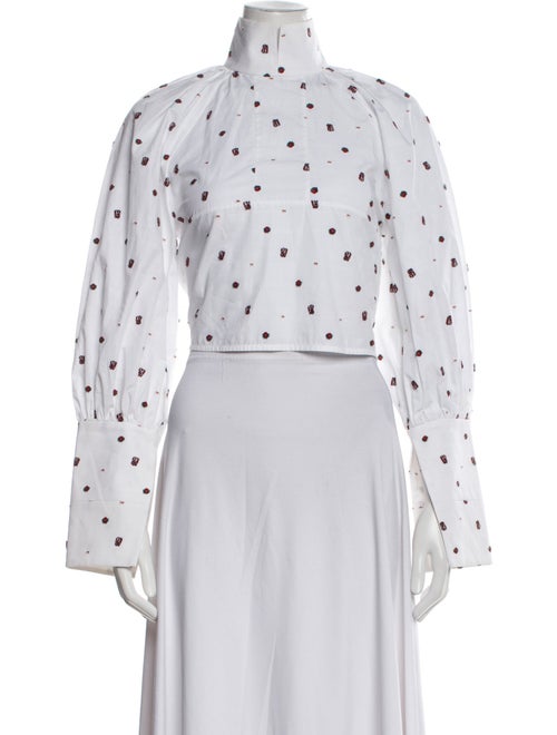 Ellery Polka Dot Print Mock Neck Crop Top