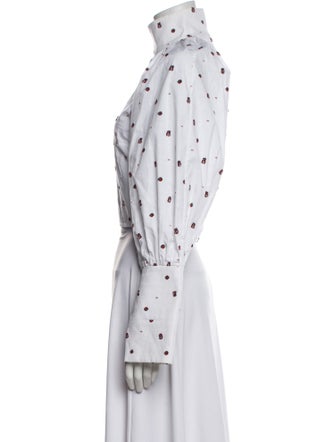 Ellery Polka Dot Print Mock Neck Crop Top