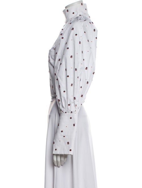 Ellery Polka Dot Print Mock Neck Crop Top