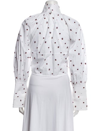 Ellery Polka Dot Print Mock Neck Crop Top