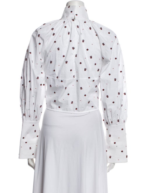 Ellery Polka Dot Print Mock Neck Crop Top