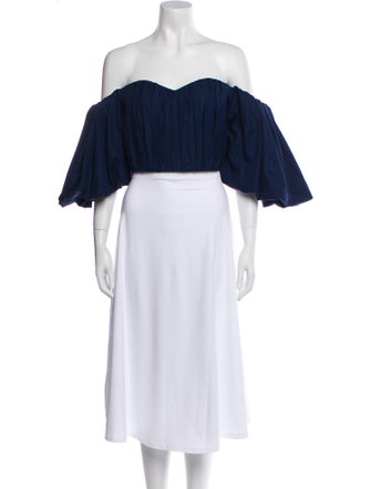 Ellery Off-The-Shoulder Three-Quarter Sleeve Crop Top