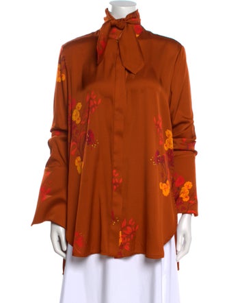 Ellery Silk Mock Neck Button-Up Top