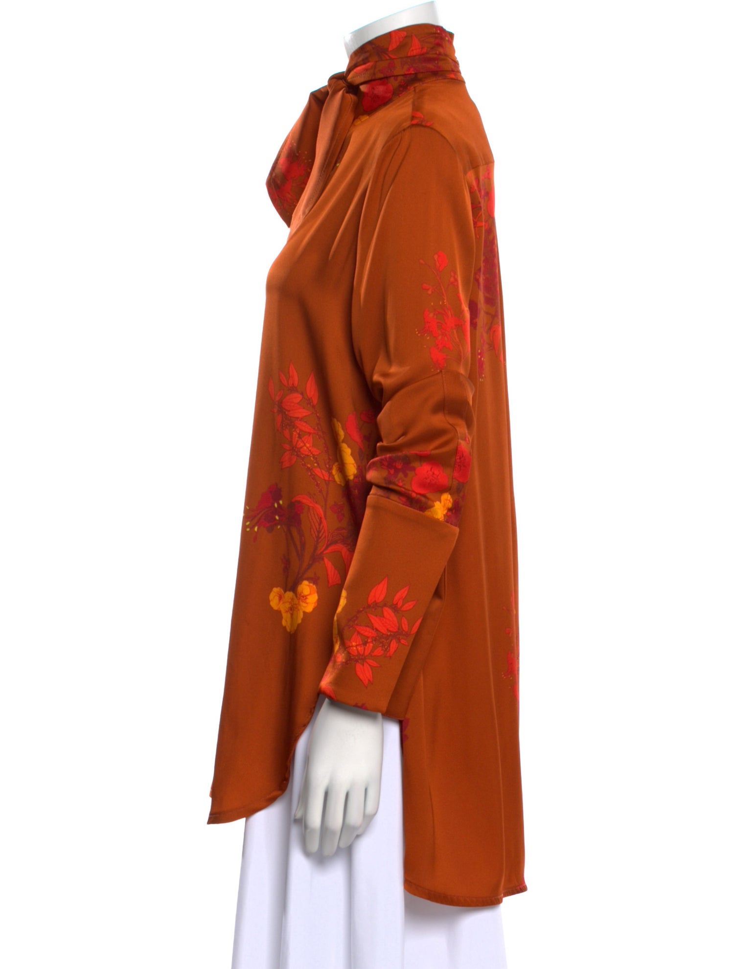 Ellery Silk Mock Neck Button-Up Top