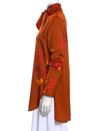 Ellery Silk Mock Neck Button-Up Top