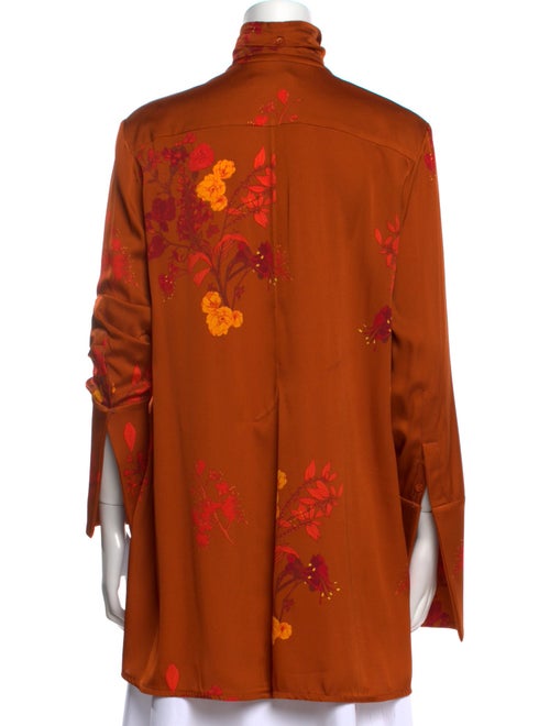 Ellery Silk Mock Neck Button-Up Top