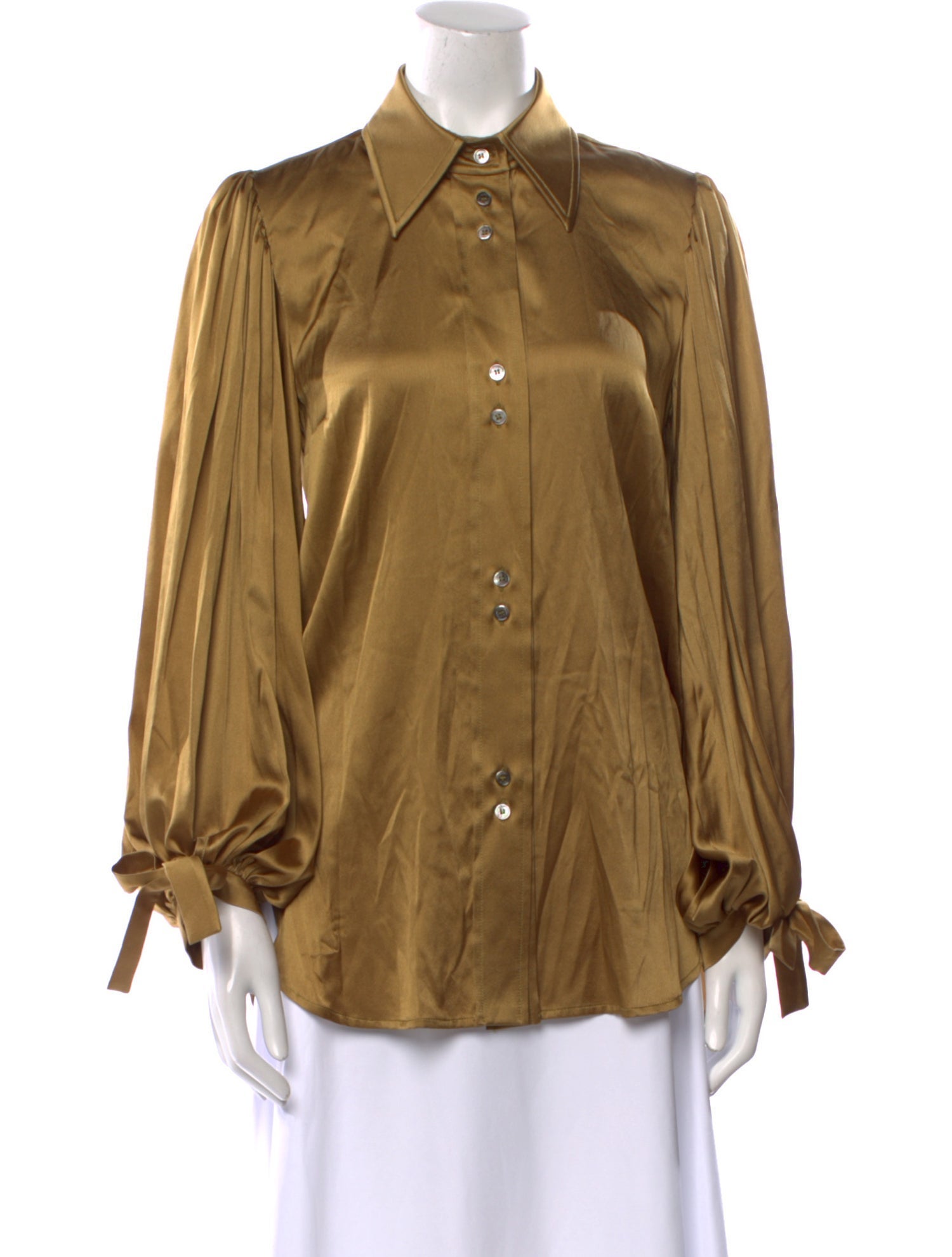 Ellery Silk Long Sleeve Button-Up Top
