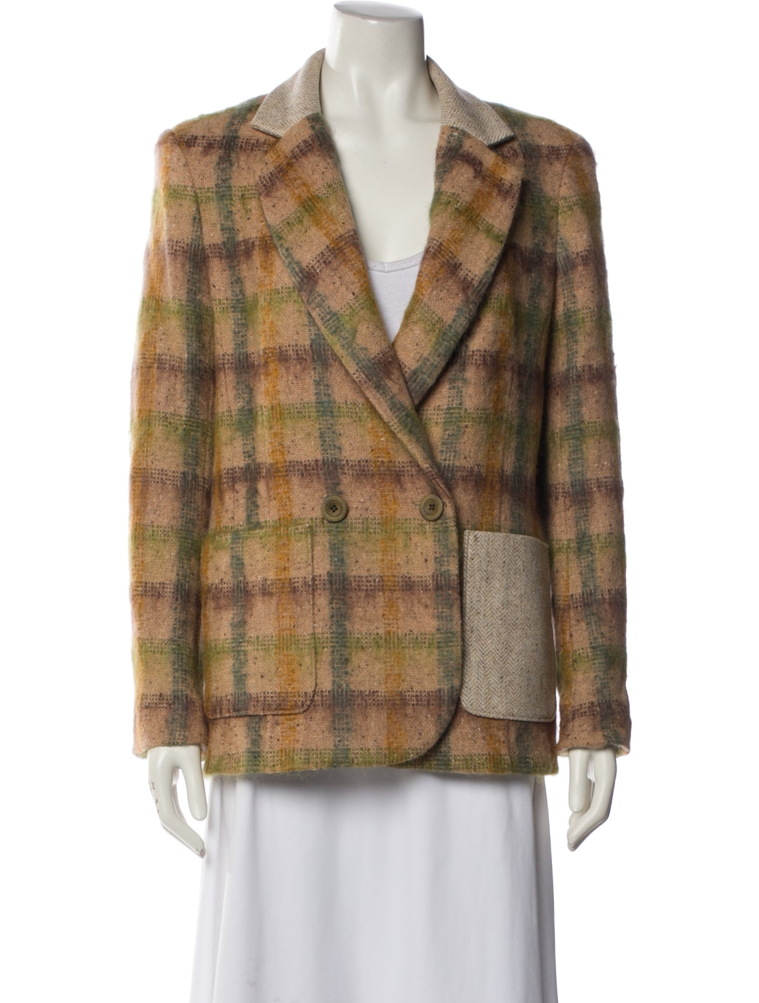 Ellie Mae Wool Plaid Print Blazer