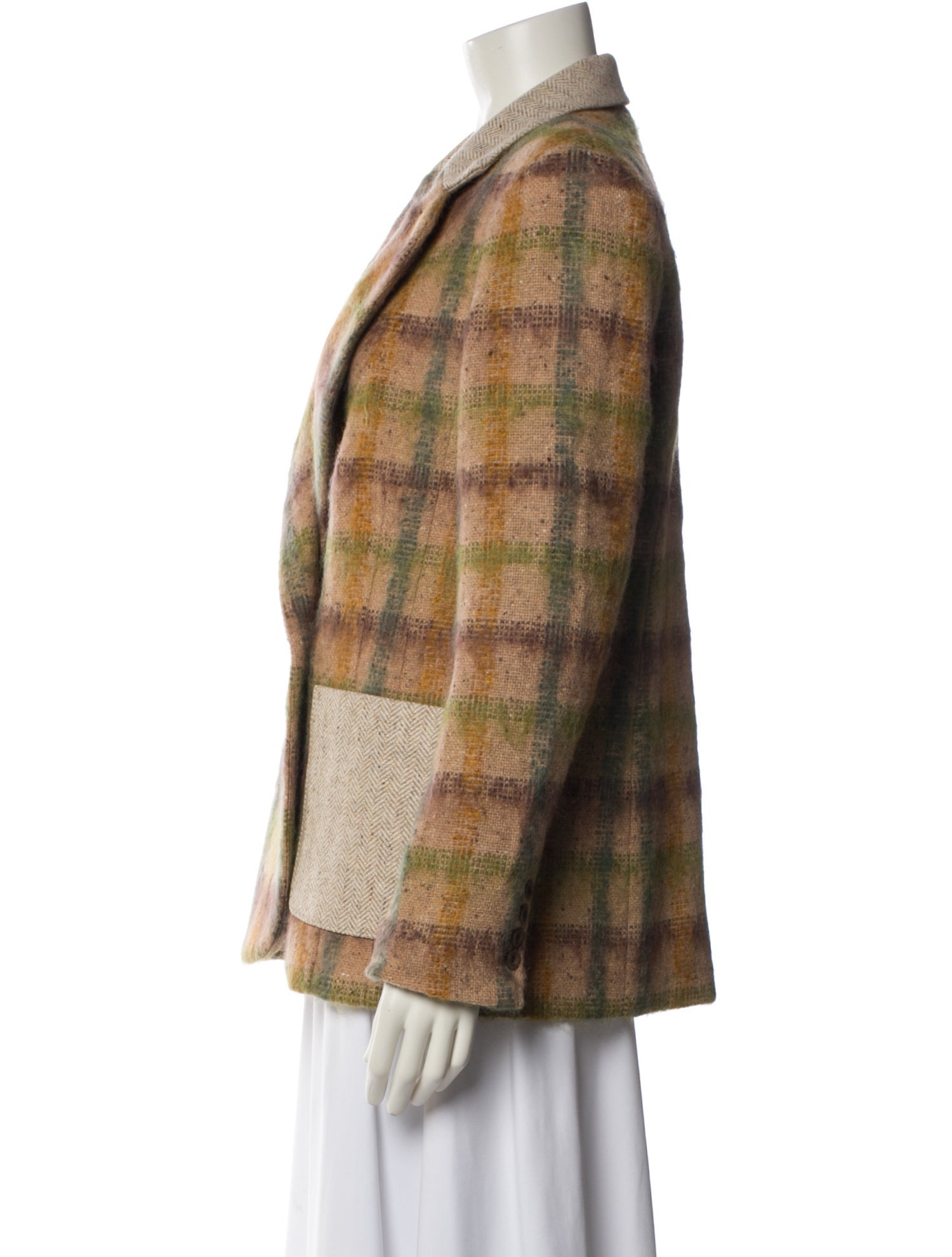 Ellie Mae Wool Plaid Print Blazer