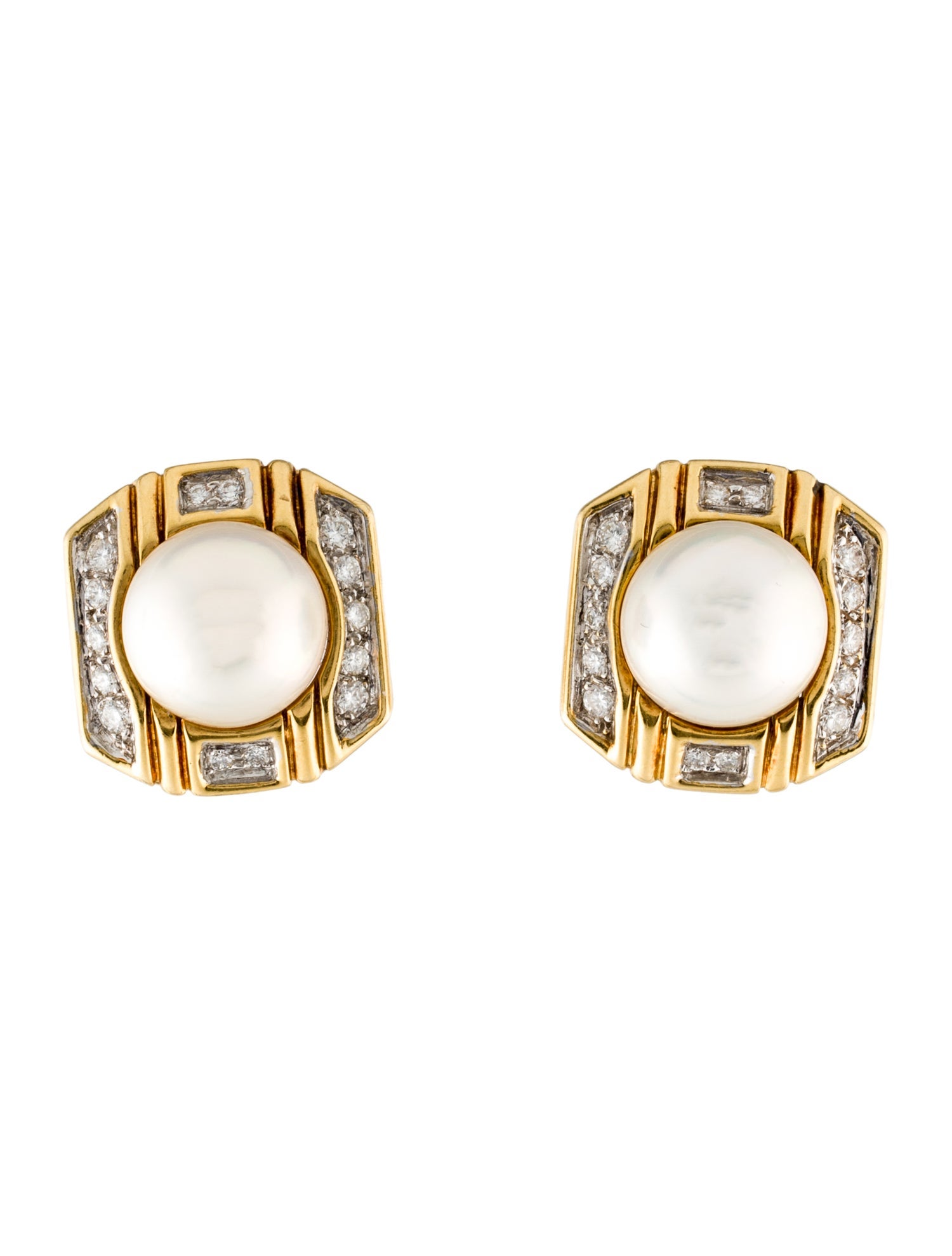 Elan Elan 18K Pearl & Diamond Clip-On Earrings