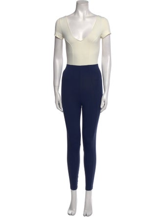 Ernest Leoty Colorblock Pattern V-Neck Jumpsuit