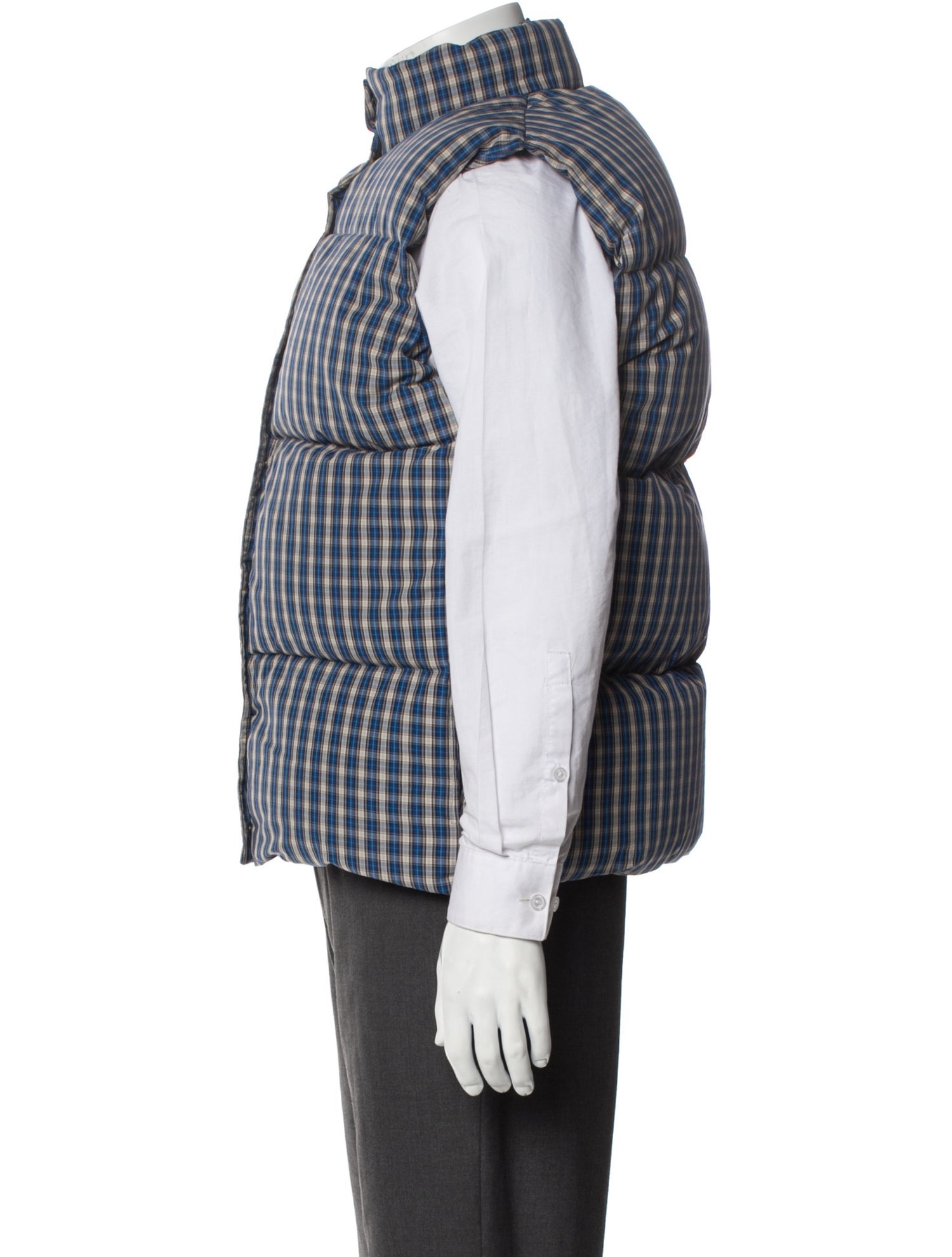 ERL Plaid Print Vest w/ Tags - Blue Outerwear, Clothing 
