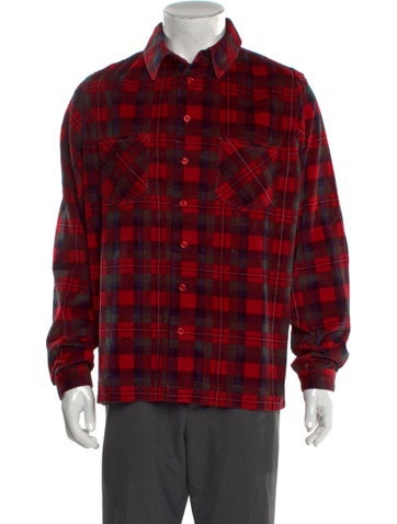 ERL Casual Shirts Plaid Print Long Sleeve Western Shirt XL