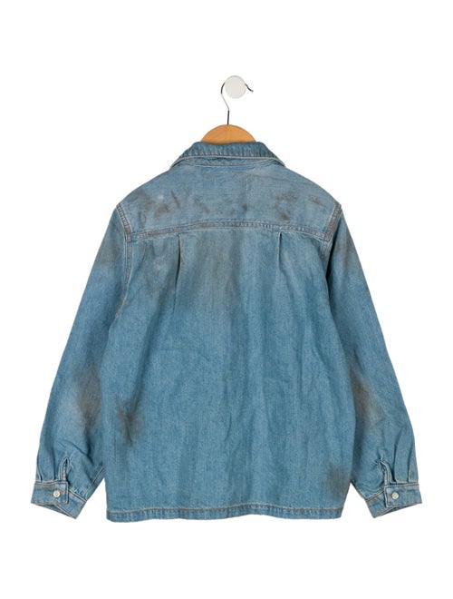 ERL Boys' Distressed Denim Long Sleeve Button Up Shirt