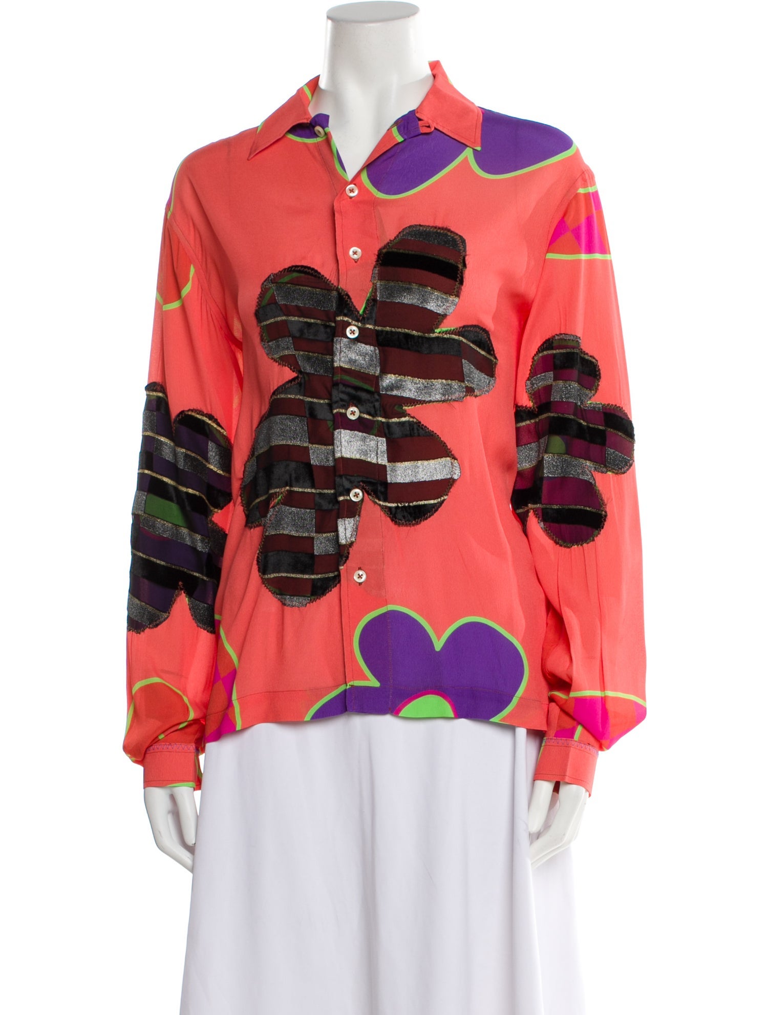 ERL Printed Long Sleeve Button-Up Top w/ Tags