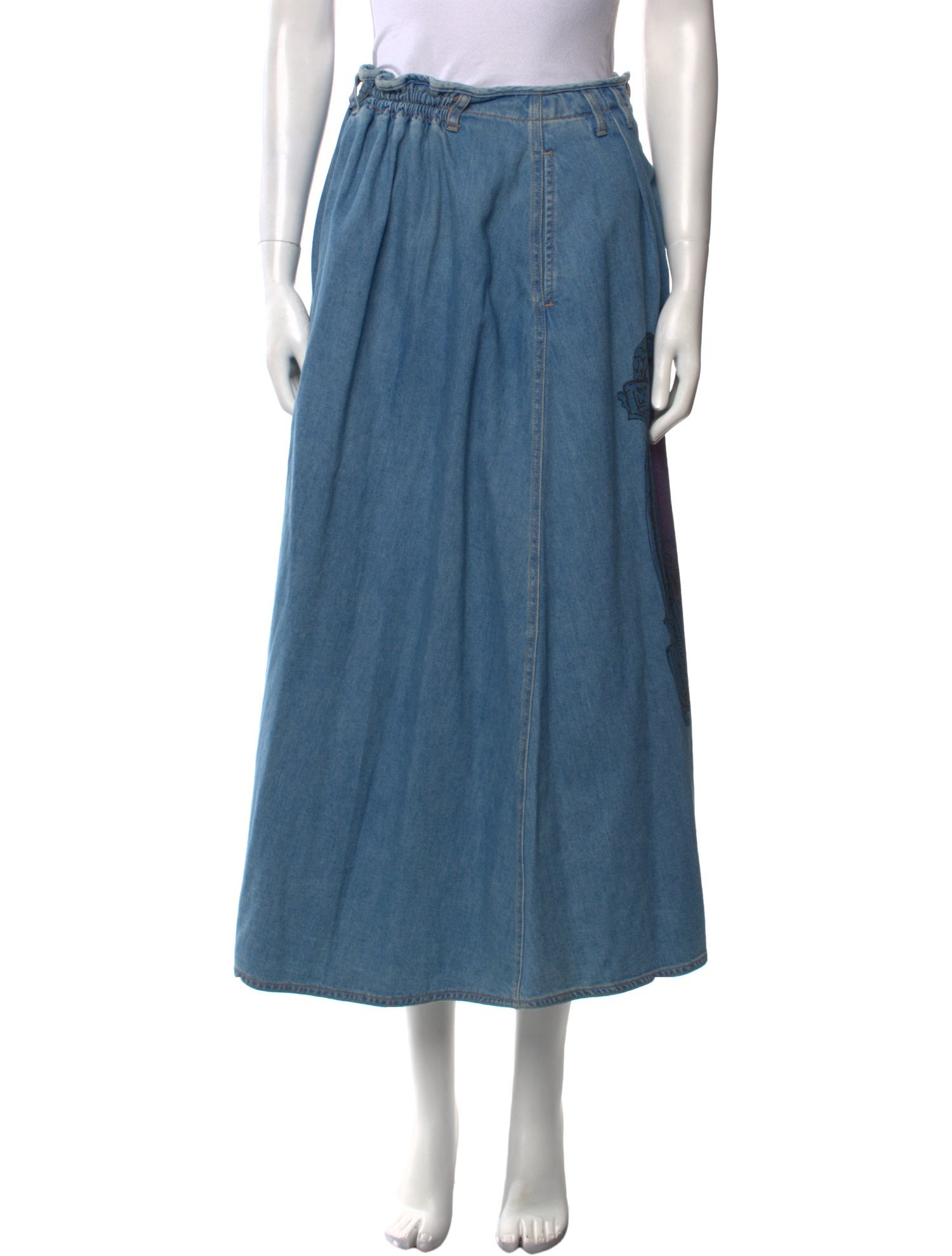 ERL Distressed Accents Midi Length Skirt