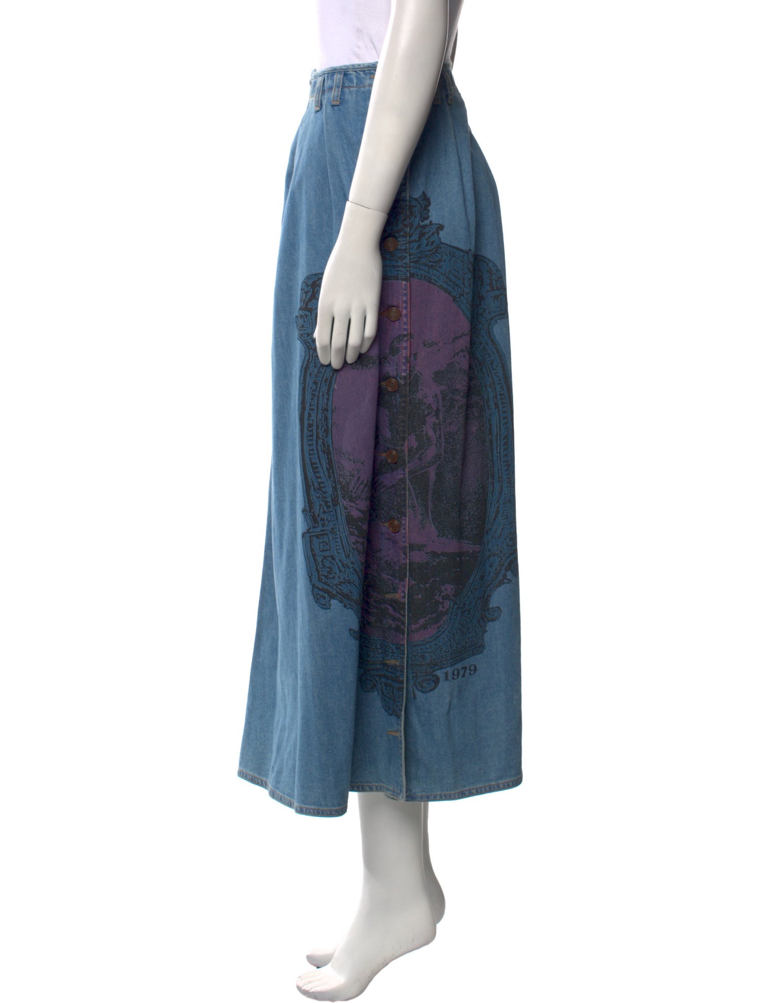 ERL Distressed Accents Midi Length Skirt