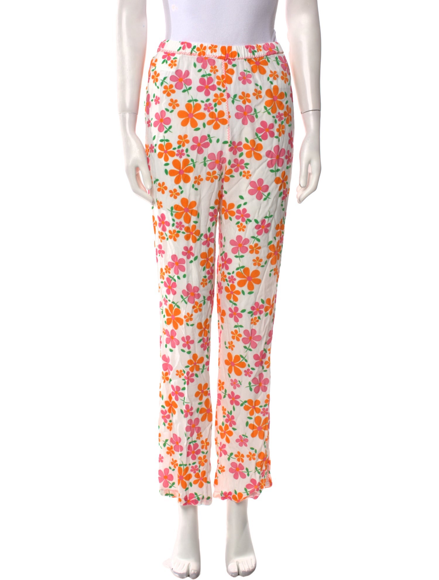 ERL Floral Print Straight Leg Pants