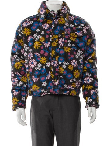 ERL Outerwear Floral Print Denim Jacket XS