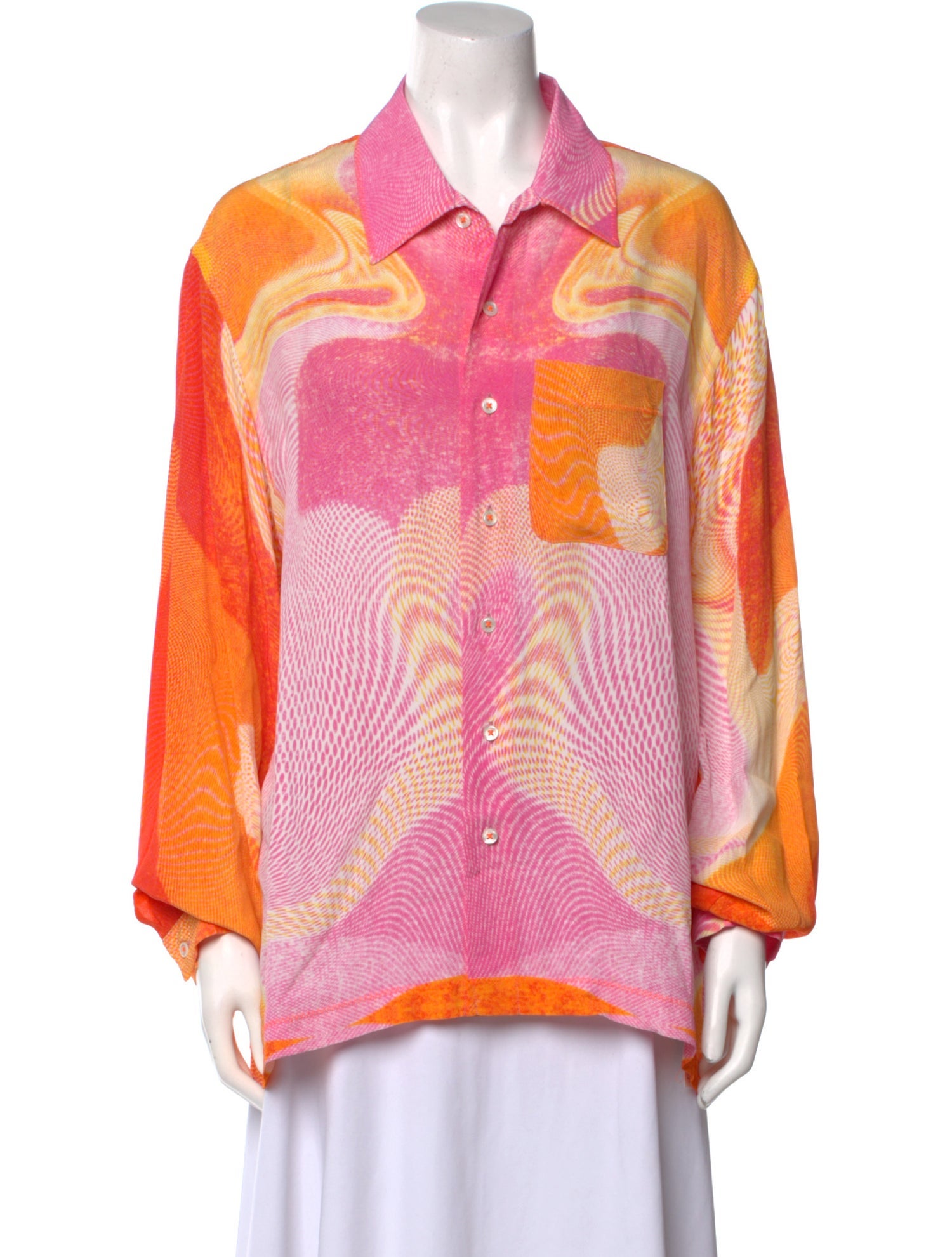 ERL Printed Long Sleeve Button-Up Top