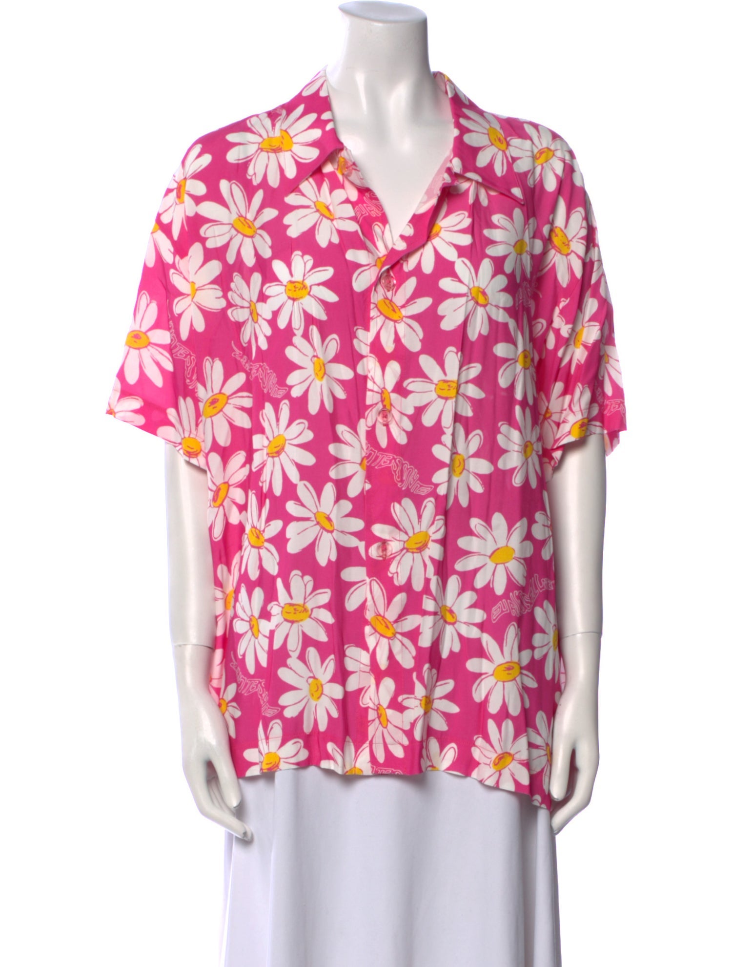 ERL Floral Print V-Neck Button-Up Top