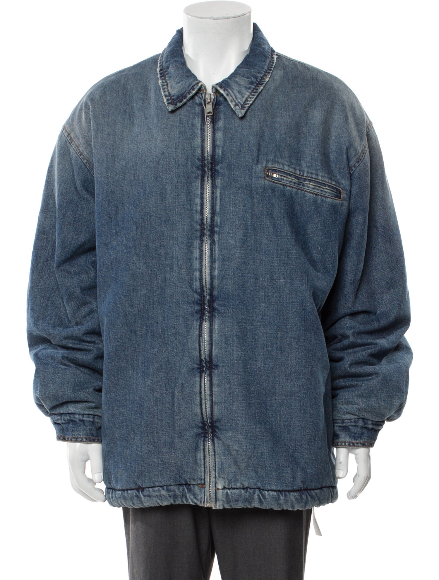 ERL Distressed Shearling Denim Denim Jacket