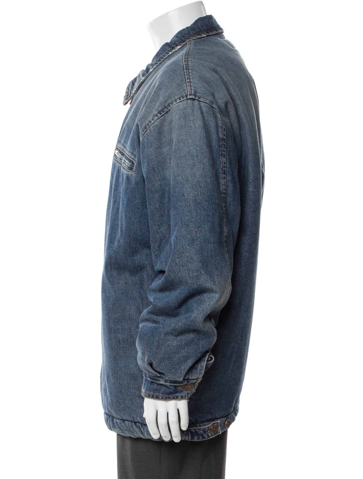 ERL Distressed Shearling Denim Denim Jacket