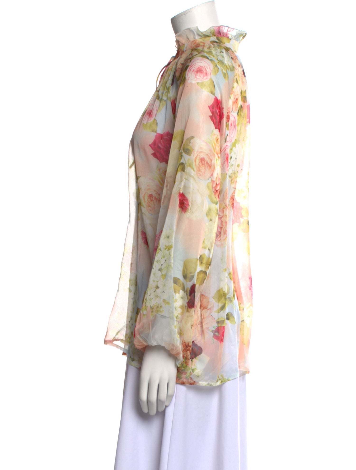 Elisabetta Panerai Floral Print Mock Neck Blouse