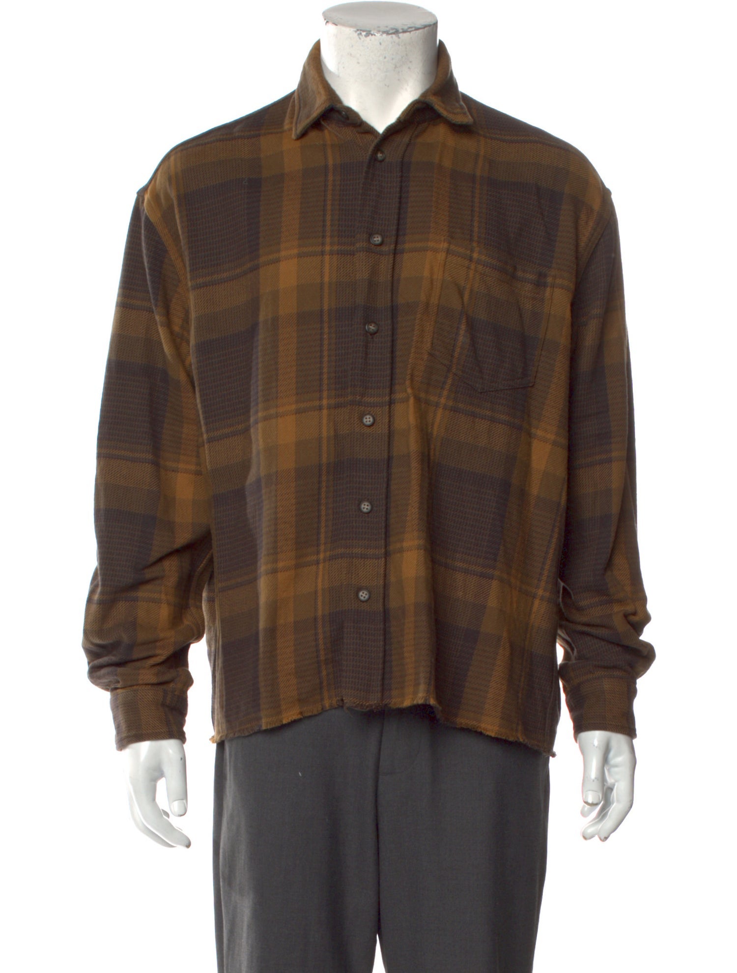 John Elliott Plaid Print Long Sleeve Shirt