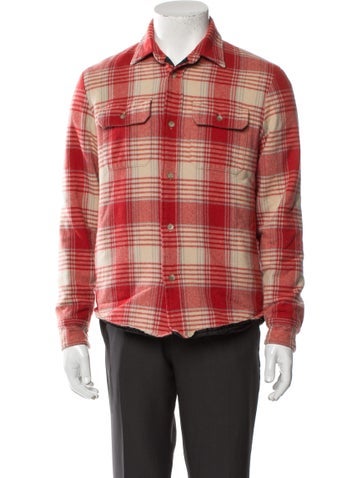 John Elliott Outerwear Wool Plaid Print Trucker Jacket M