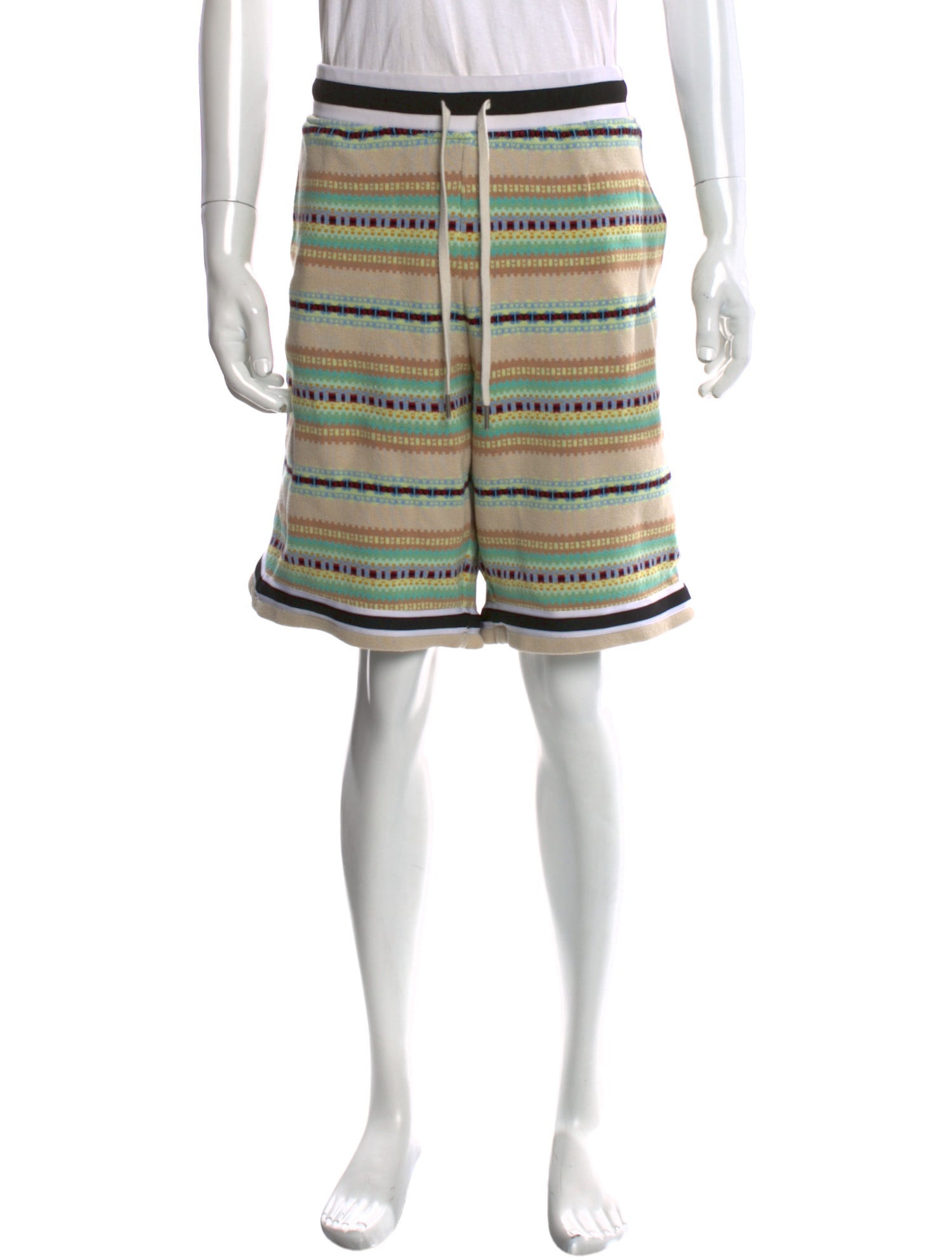 John Elliott Colorblock Pattern Jogger Shorts