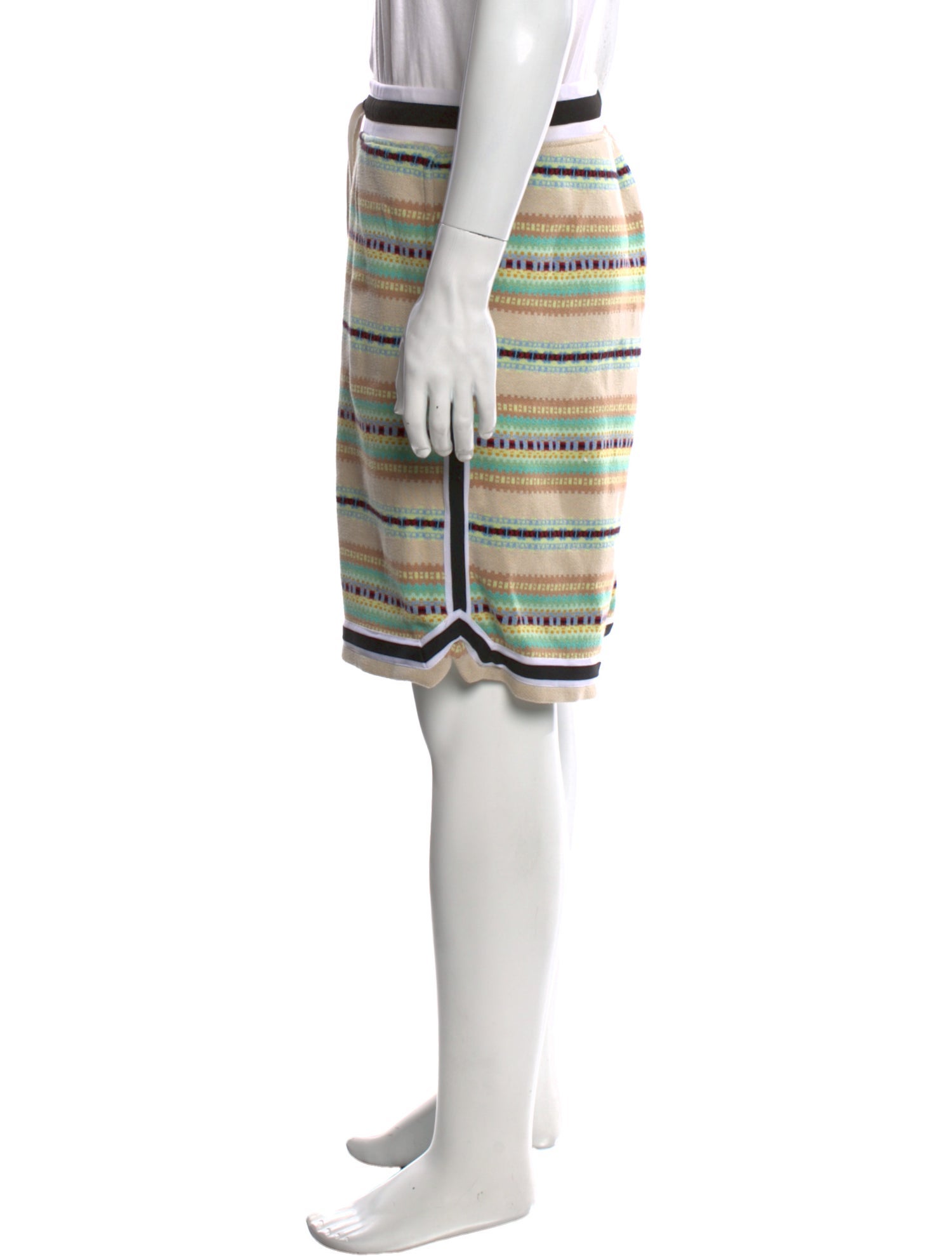 John Elliott Colorblock Pattern Jogger Shorts